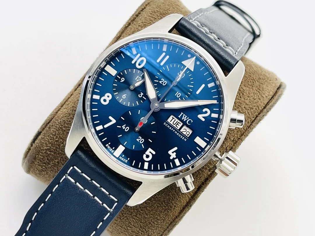 IWC Pilot Steel Green Dial IW388101 — photographed off the sweep