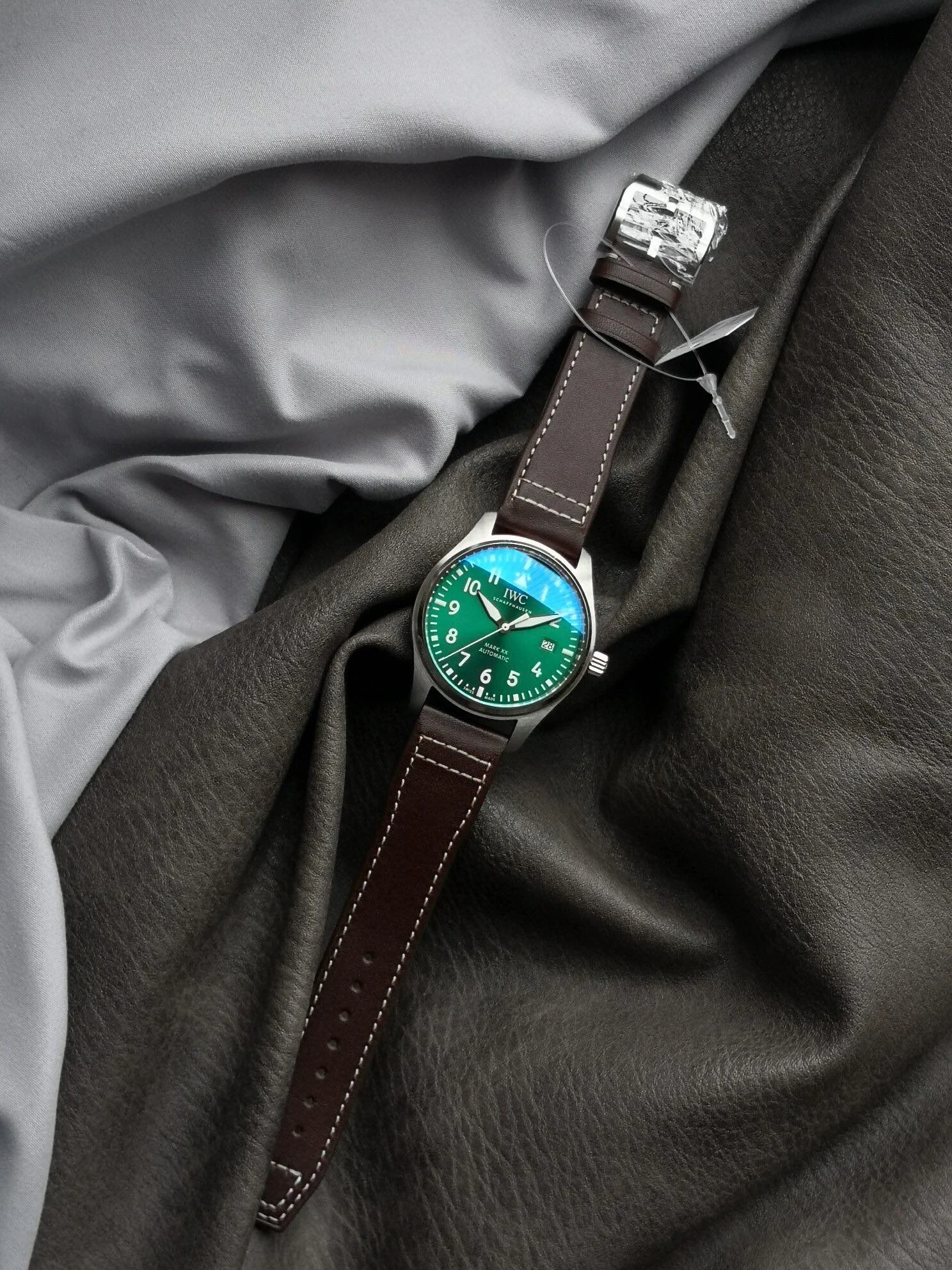 IWC Pilot Steel Green Dial — photographed off the sweep