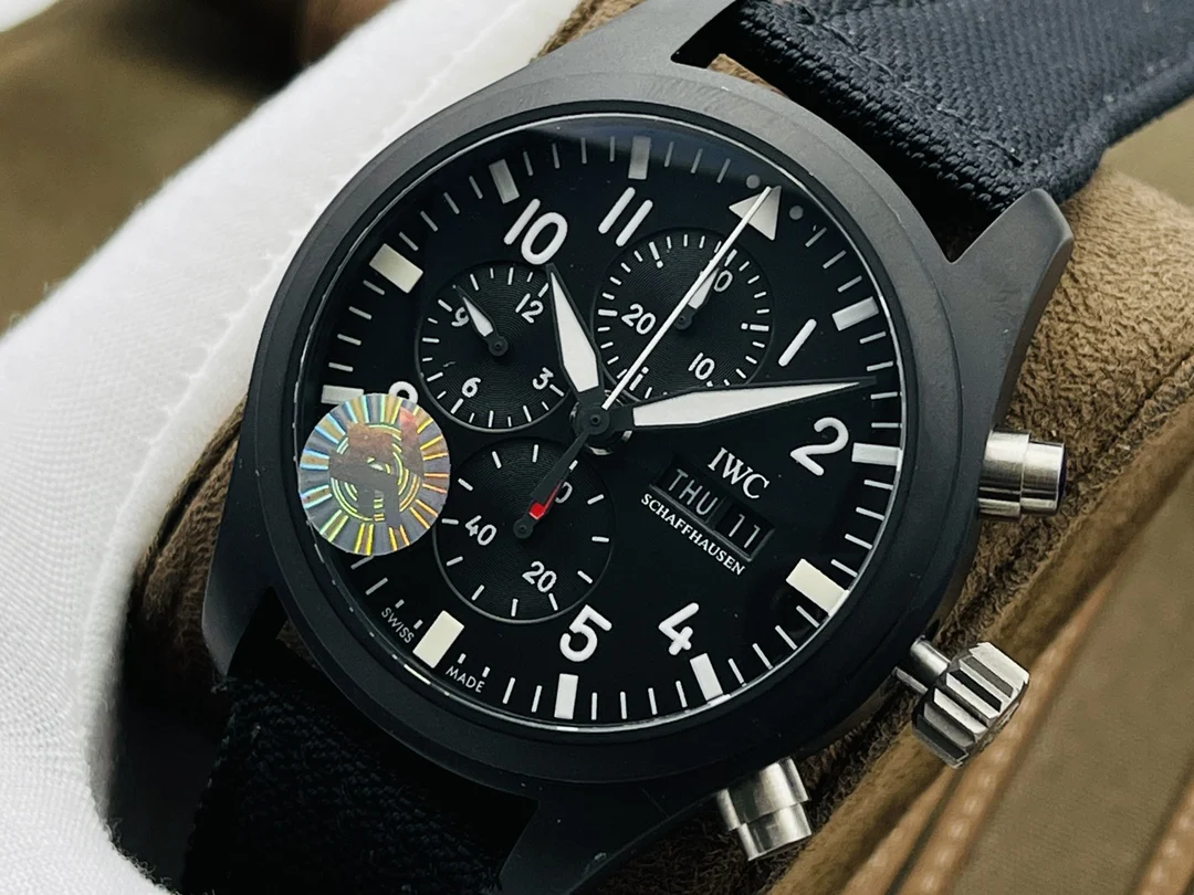 IWC Pilot Titanium 44 × 16.5mm — photographed off the sweep