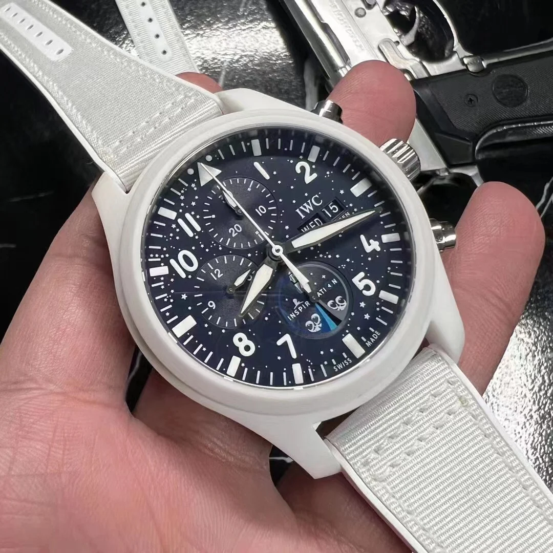 IWC Pilot Titanium Green Dial 44.5mm — photographed off the sweep