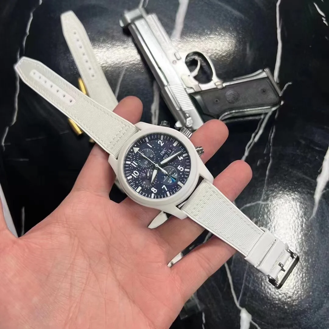IWC Pilot Titanium Green Dial 44.5mm — photographed off the sweep
