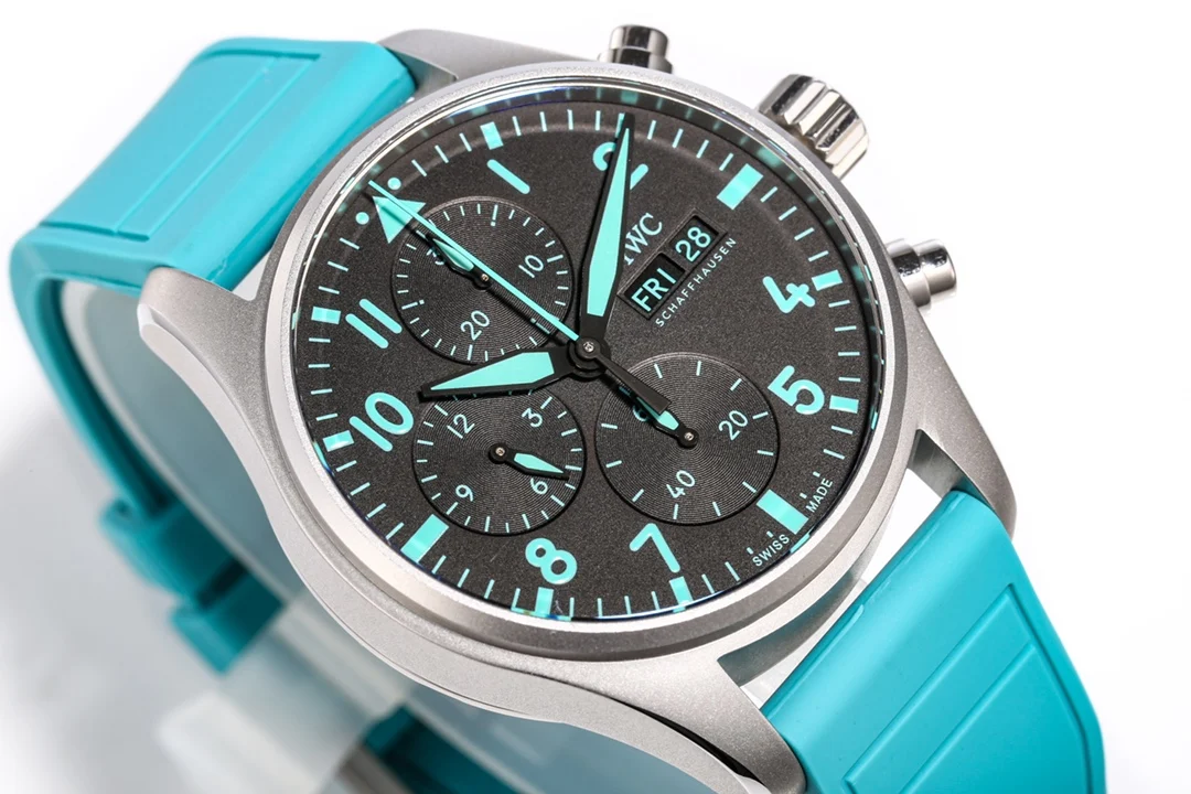 IWC Pilot Titanium Green Dial IW388108 — photographed off the sweep