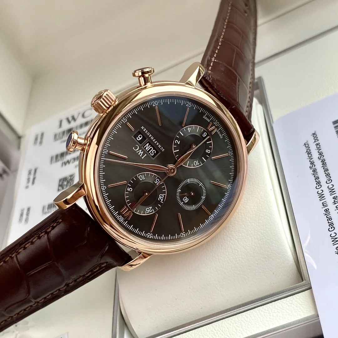 IWC Portofino Black Dial 42mm — photographed off the sweep