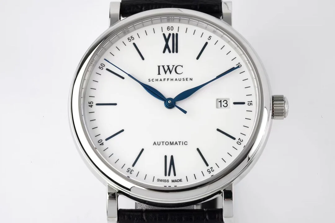 IWC Portofino Rose Gold Blue Dial 40mm — photographed off the sweep