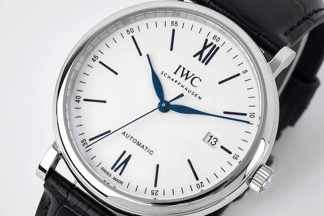 IWC Portofino Rose Gold Blue Dial 40mm — photographed off the sweep