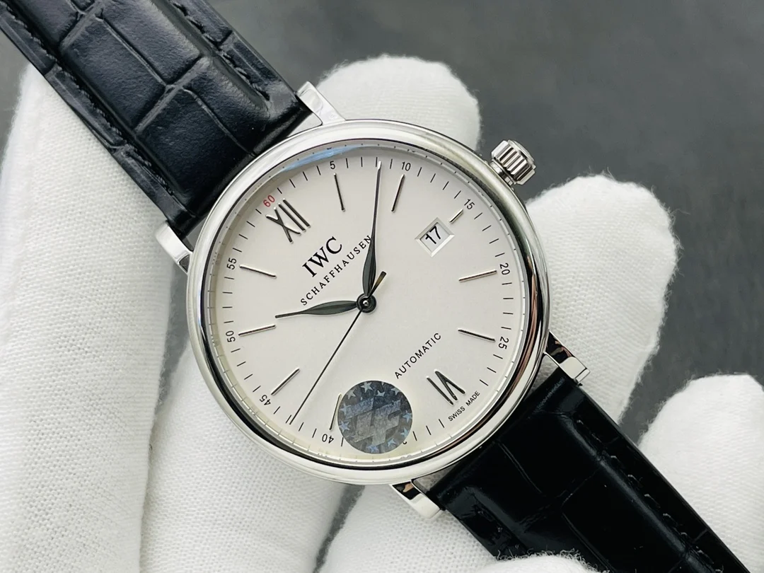 IWC Portofino Rose Gold Blue Dial 40mm — photographed off the sweep