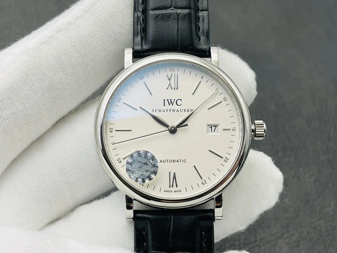 IWC Portofino Rose Gold Blue Dial 40mm — photographed off the sweep