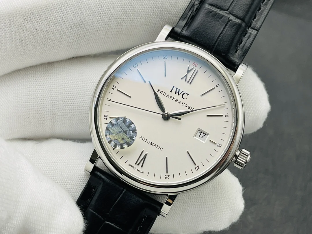 IWC Portofino Rose Gold Blue Dial 40mm — photographed off the sweep