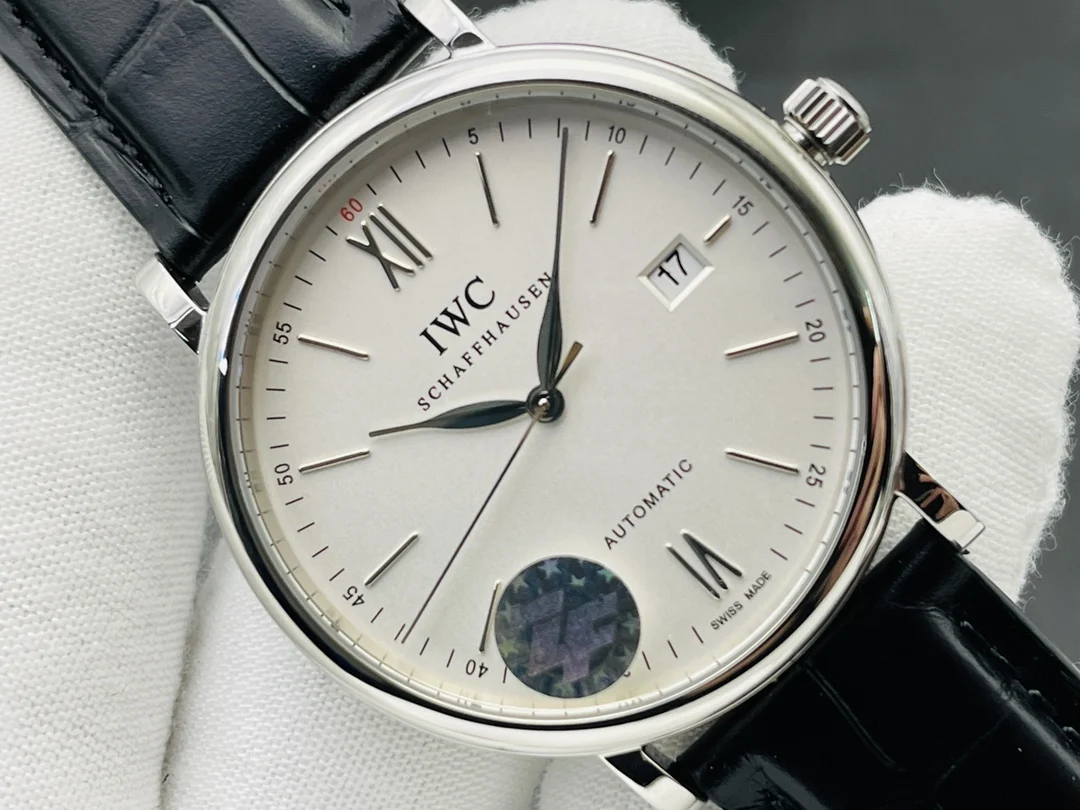 IWC Portofino Rose Gold Blue Dial 40mm — photographed off the sweep