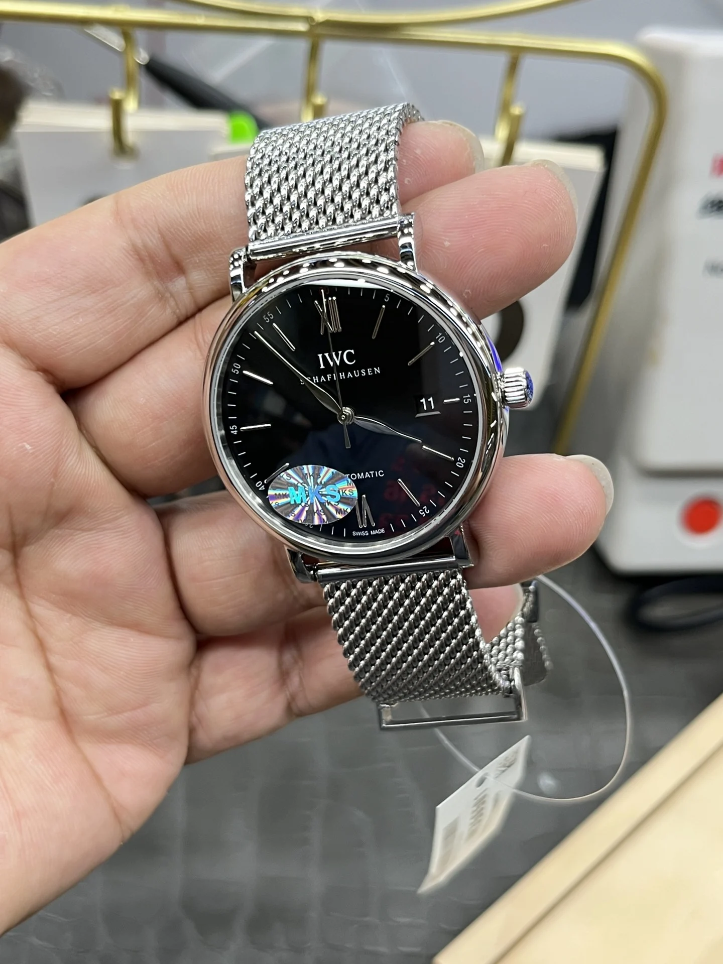 IWC Portofino Steel Black Dial 39.5mm — photographed off the sweep