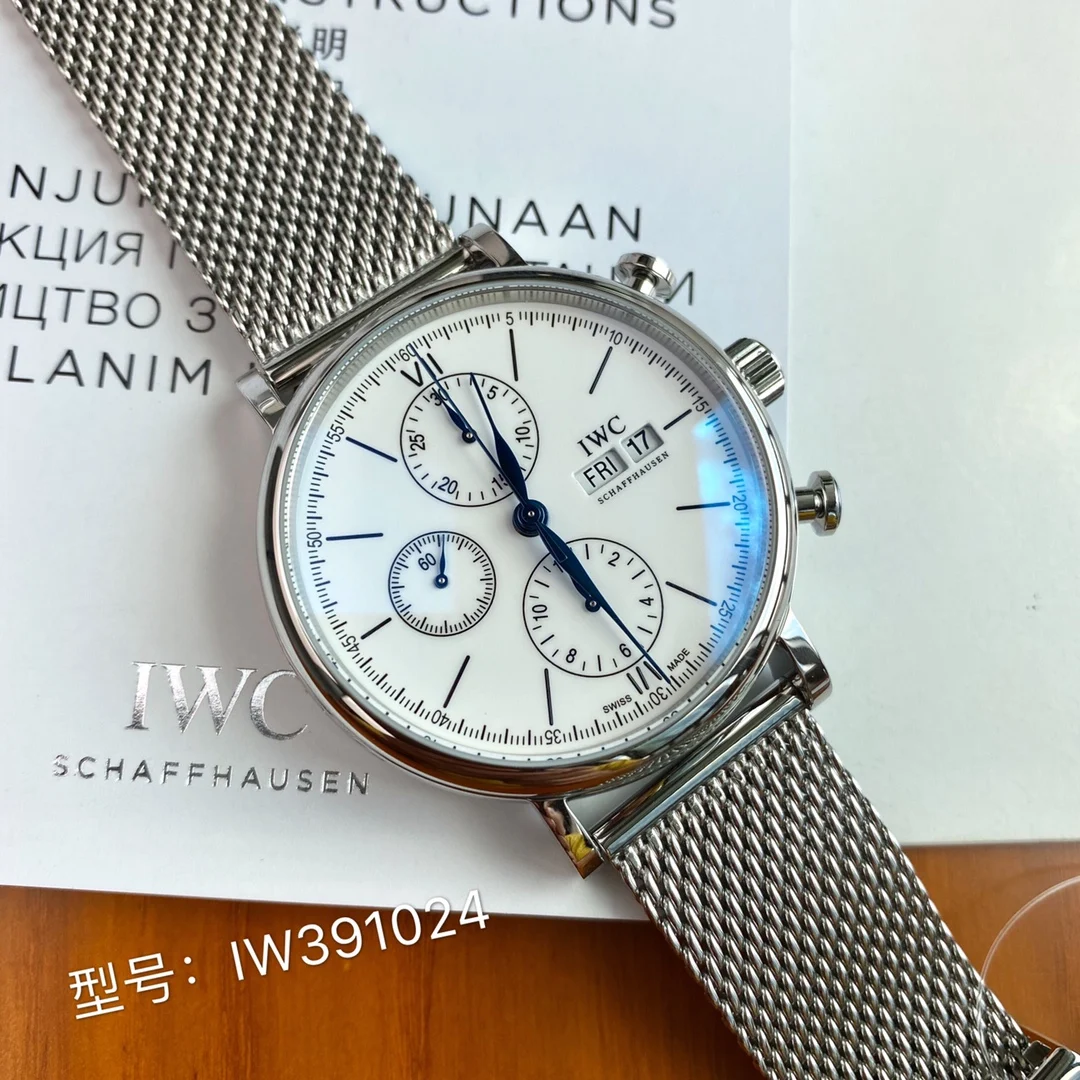 IWC Portofino Steel Black Dial 42mm — photographed off the sweep