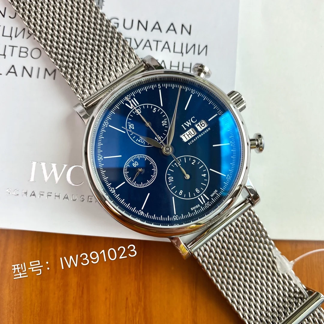 IWC Portofino Steel Black Dial 42mm — photographed off the sweep
