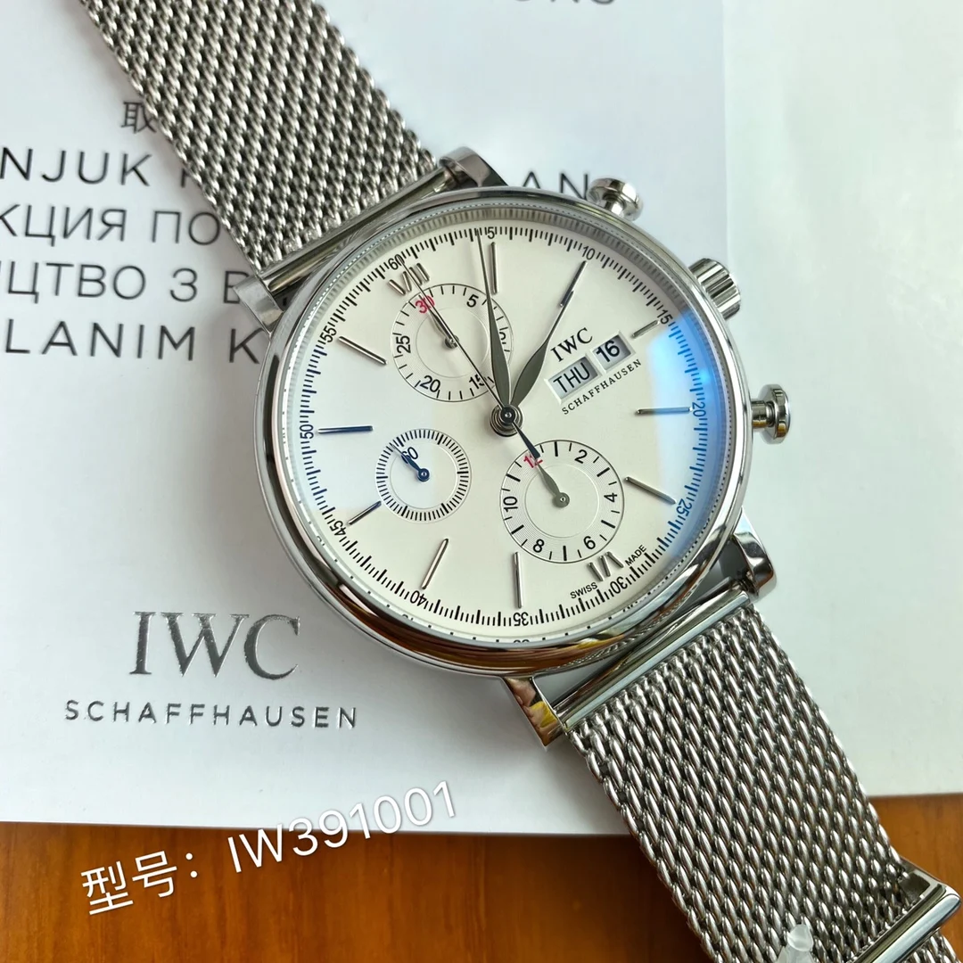 IWC Portofino Steel Black Dial 42mm — photographed off the sweep