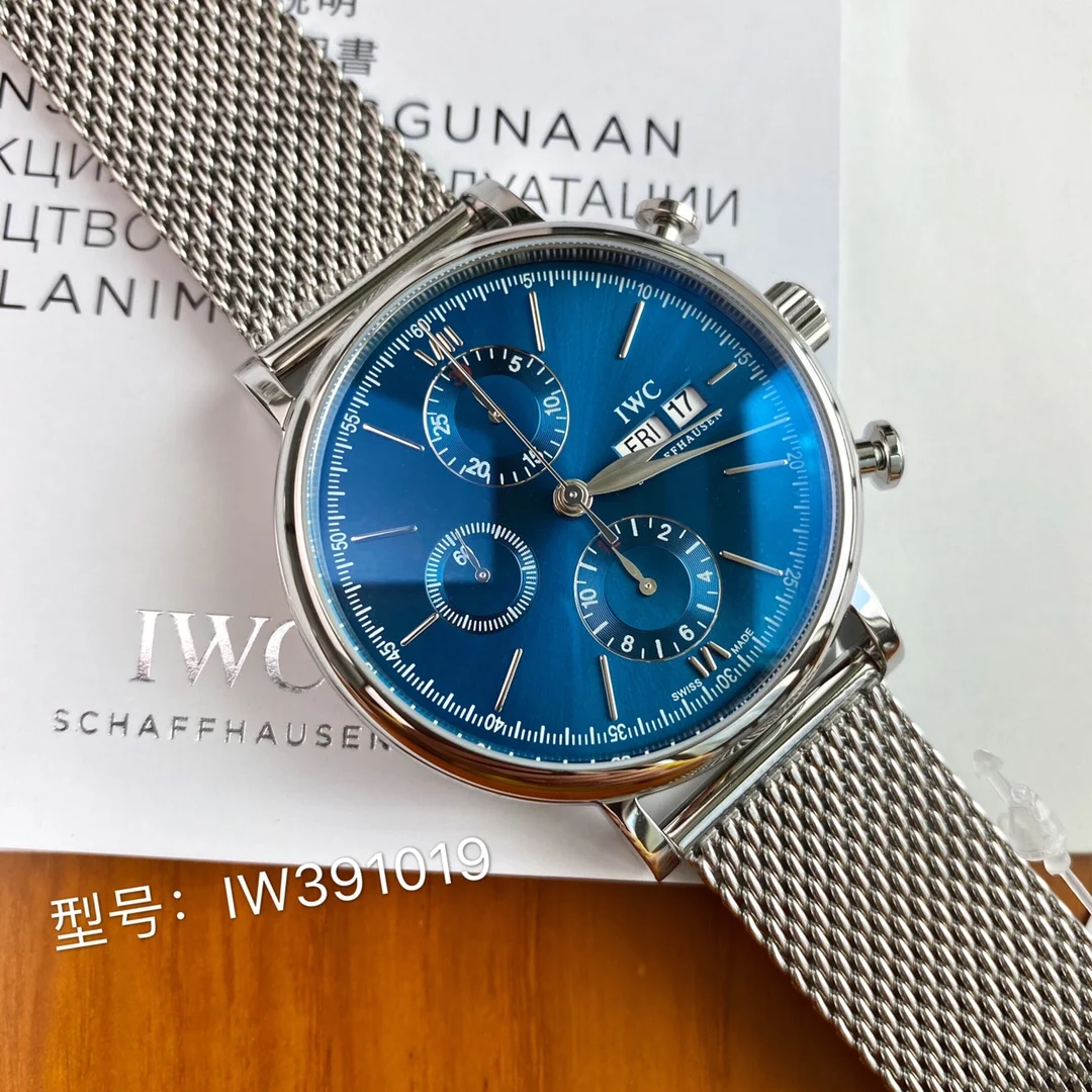IWC Portofino Steel Black Dial 42mm — photographed off the sweep