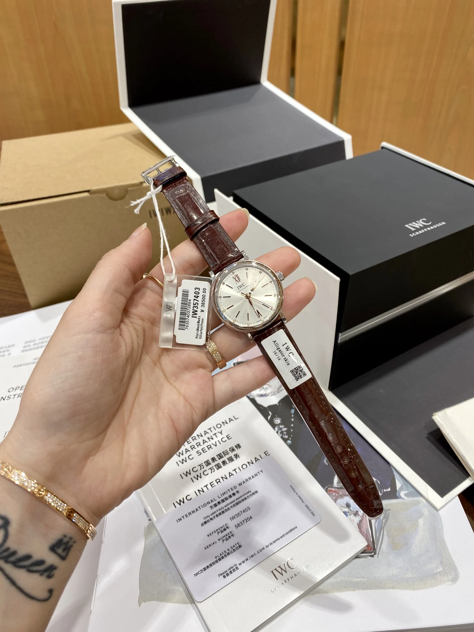 IWC Portofino Steel Diamond-Set 34mm — photographed off the sweep