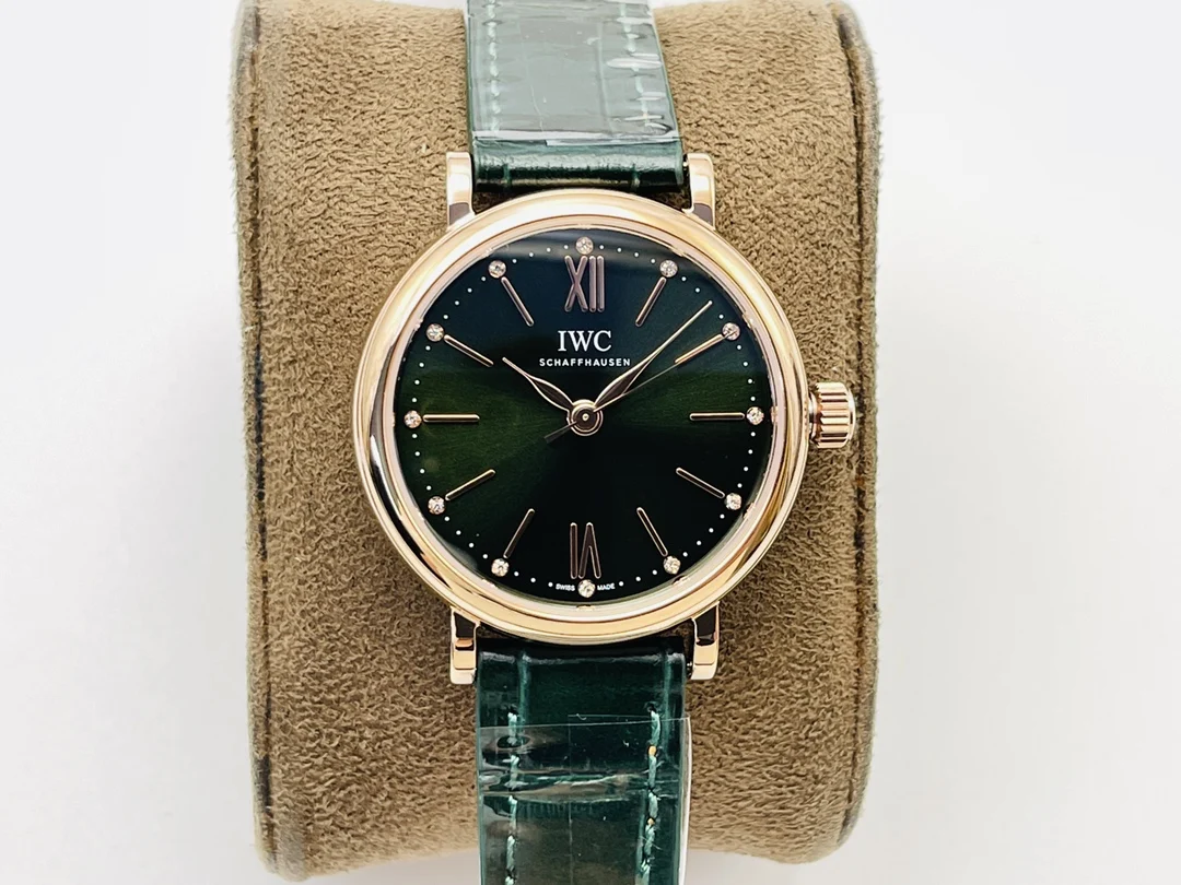 IWC Portofino Steel Green Dial — photographed off the sweep