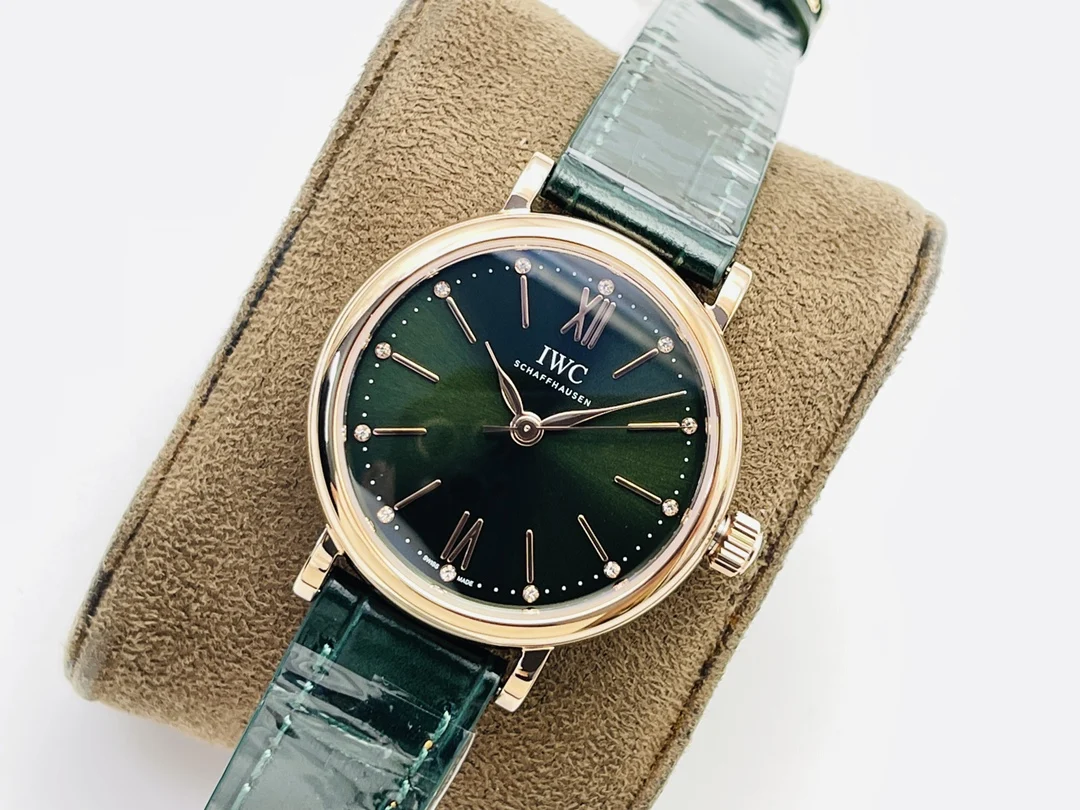 IWC Portofino Steel Green Dial — photographed off the sweep