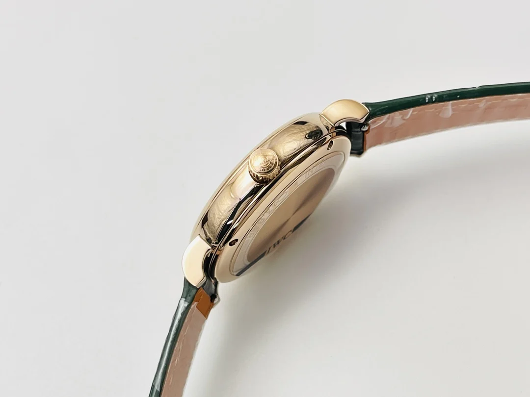 IWC Portofino Steel Green Dial — photographed off the sweep