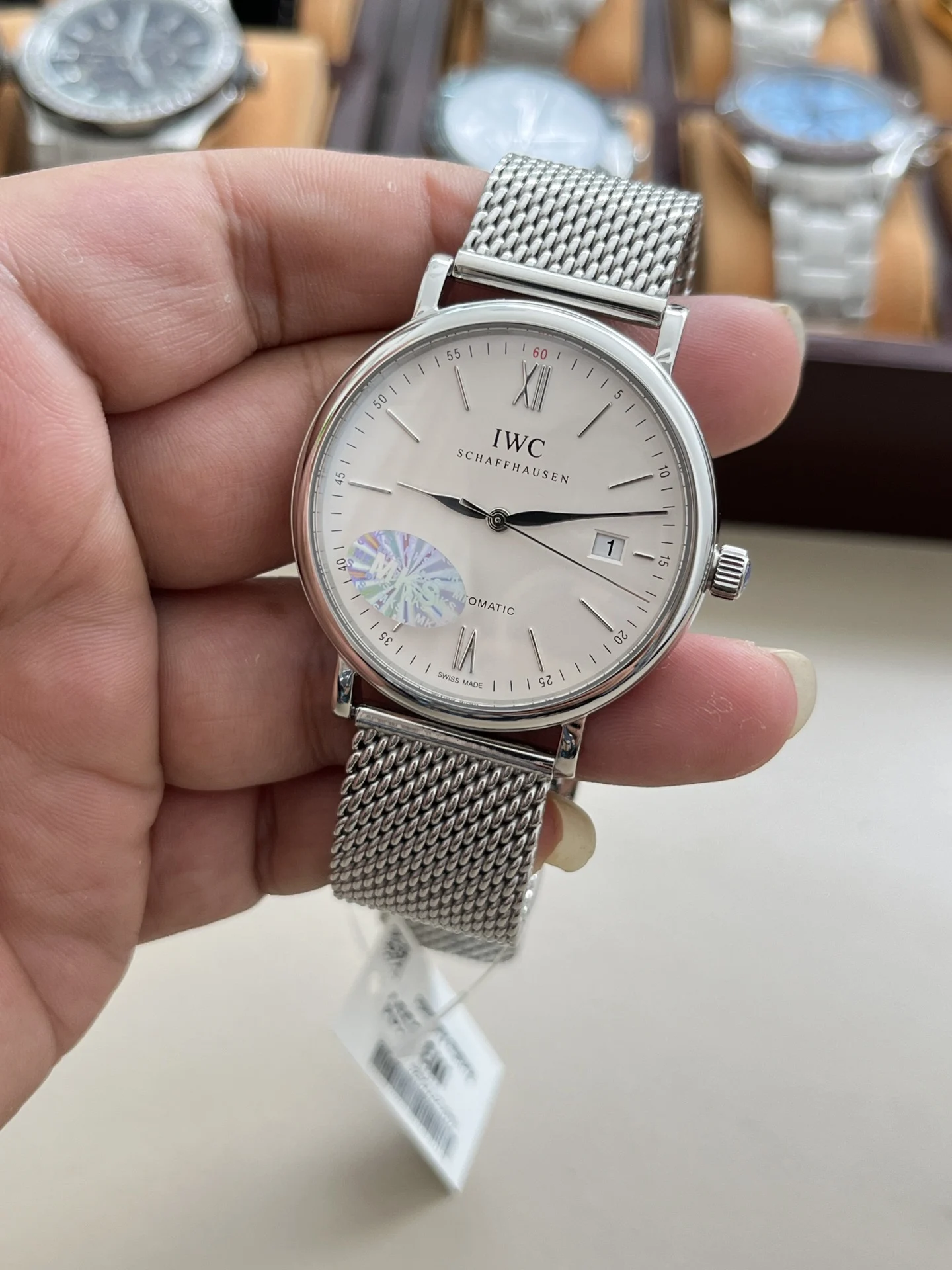 IWC Portofino Steel White Dial — photographed off the sweep
