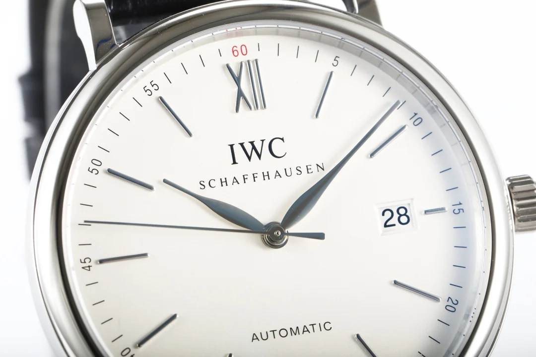 IWC Portofino White Gold White Dial — photographed off the sweep