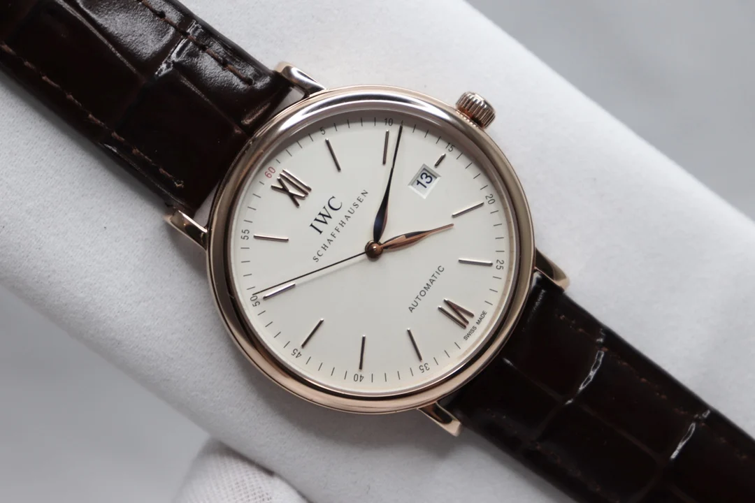 IWC Portofino White Gold White Dial — photographed off the sweep