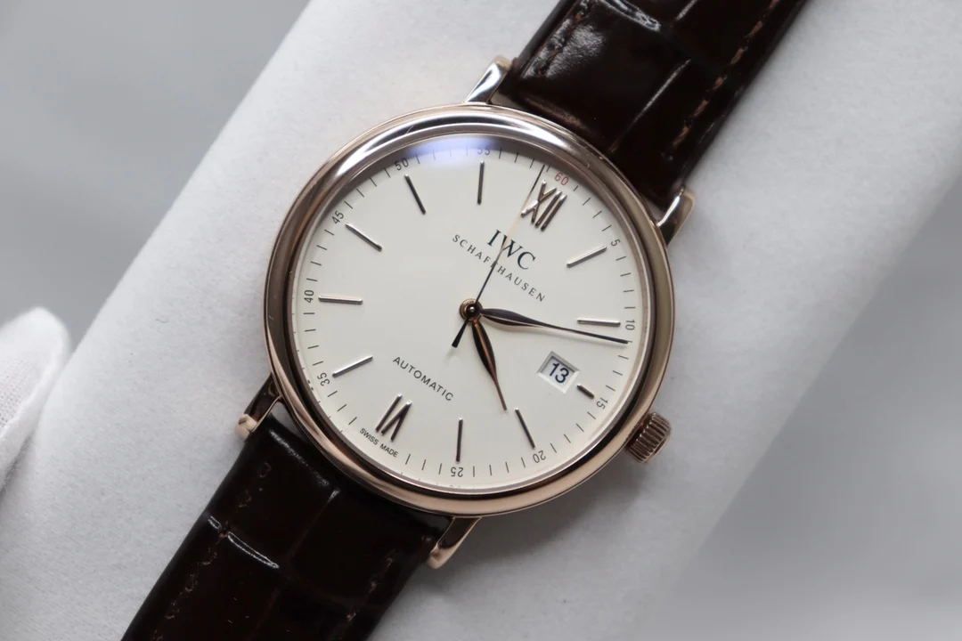 IWC Portofino White Gold White Dial — photographed off the sweep