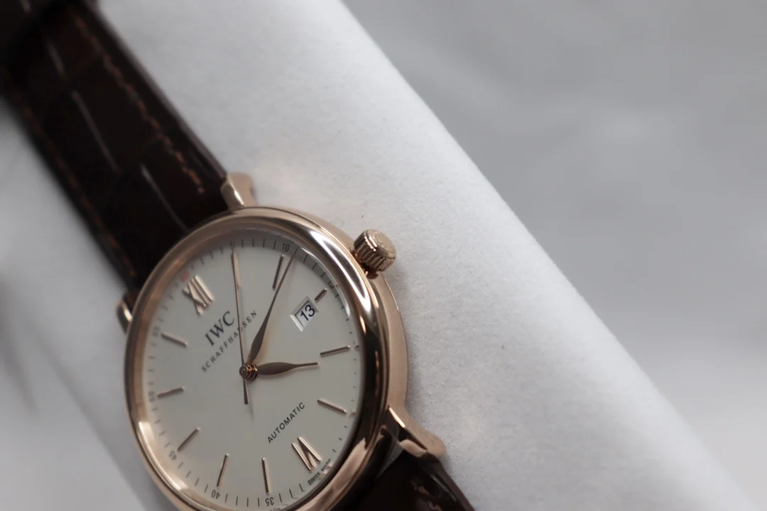 IWC Portofino White Gold White Dial — photographed off the sweep