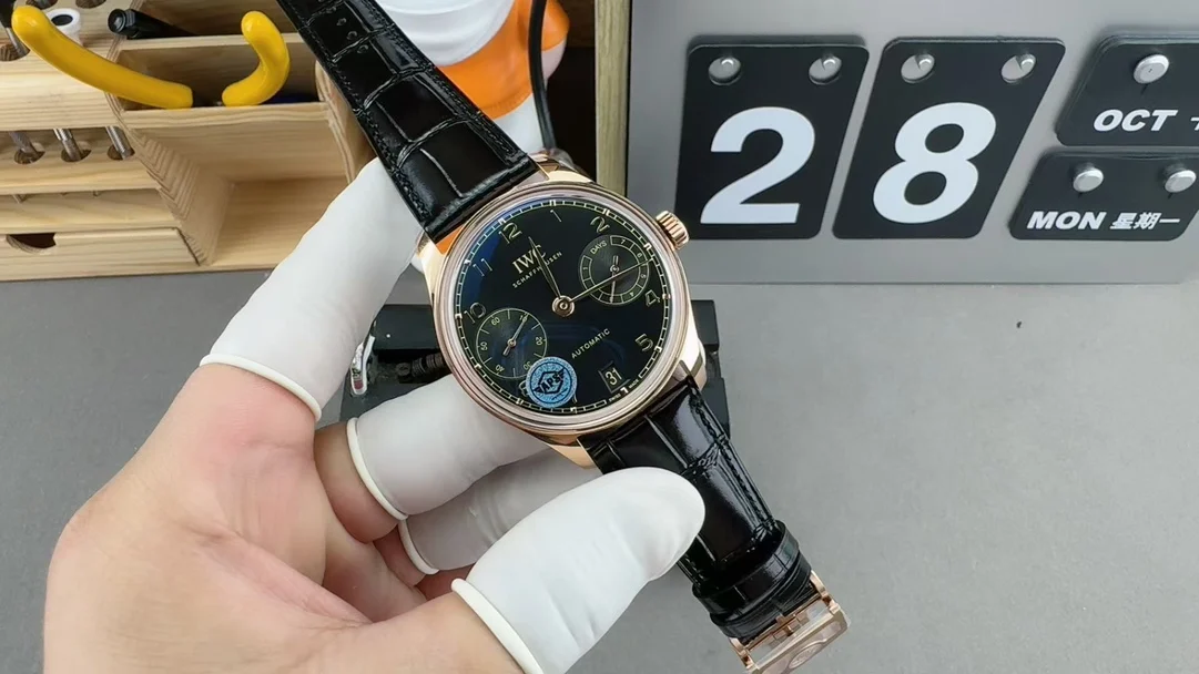 IWC Portugieser Black Dial — photographed off the sweep