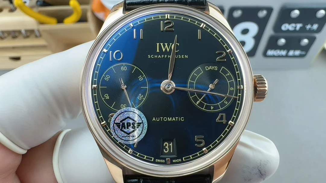 IWC Portugieser Black Dial — photographed off the sweep