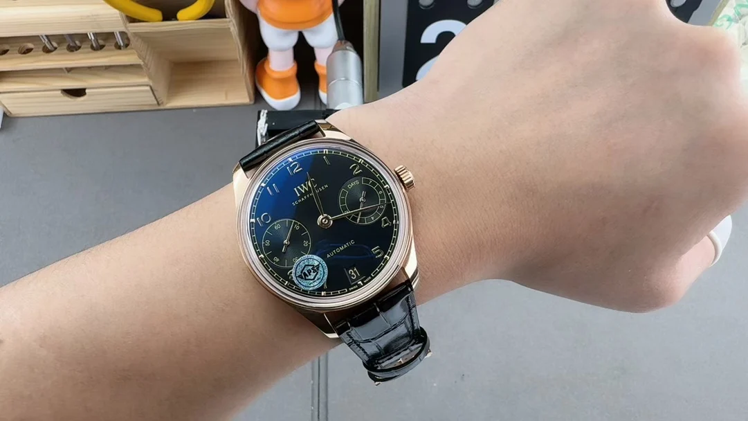 IWC Portugieser Black Dial — photographed off the sweep
