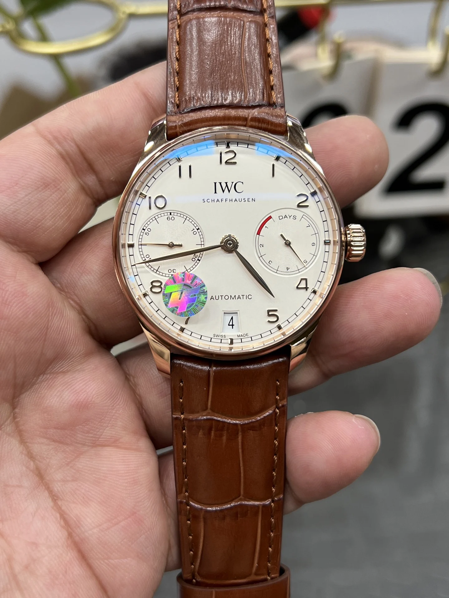 IWC Portugieser Black Dial 42mm — photographed off the sweep