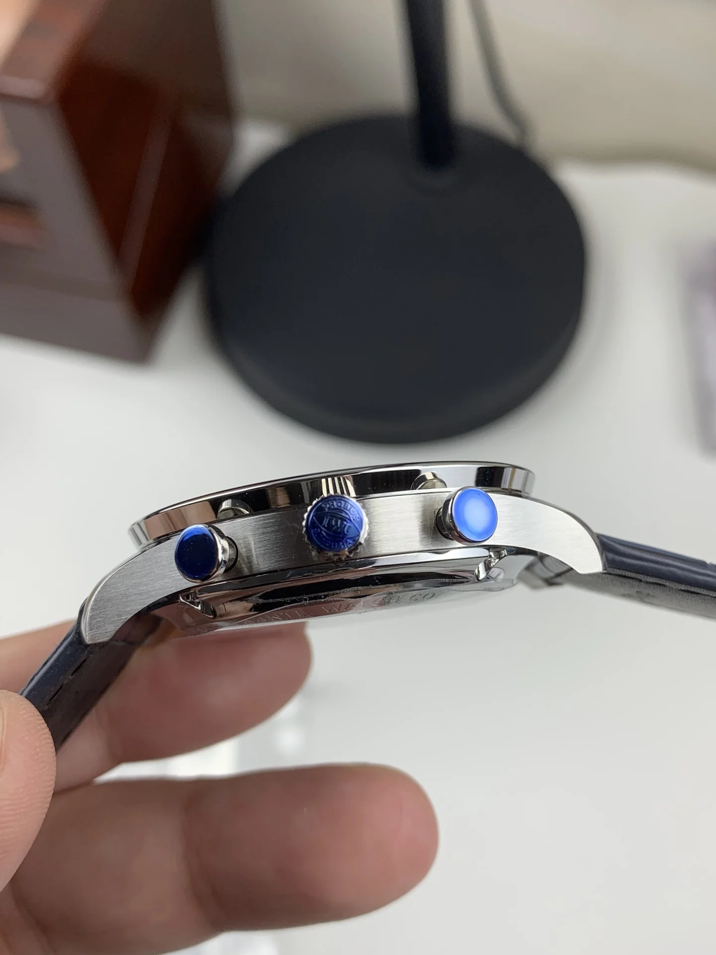 IWC Portugieser Blue Dial — photographed off the sweep