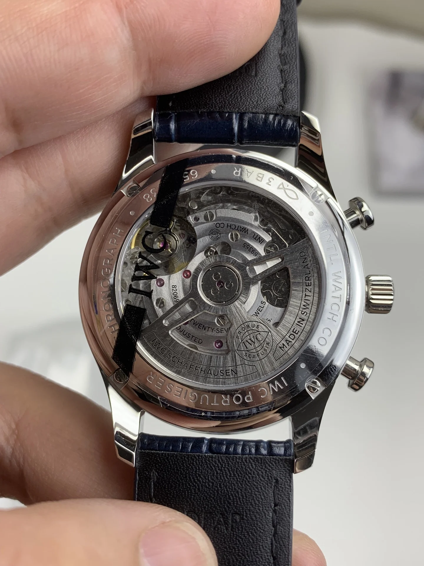 IWC Portugieser Blue Dial — photographed off the sweep