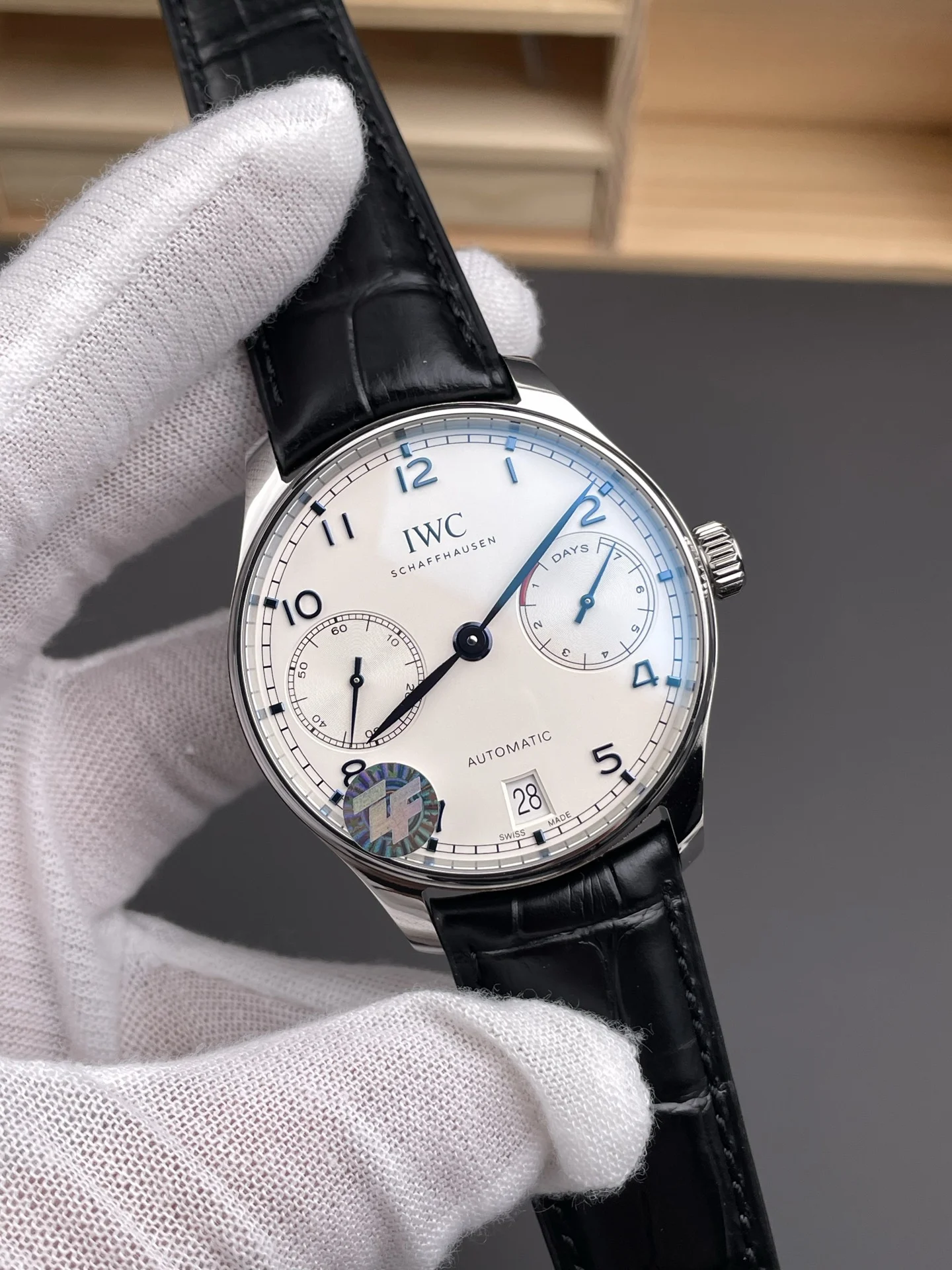 IWC Portugieser Blue Dial 42mm — photographed off the sweep