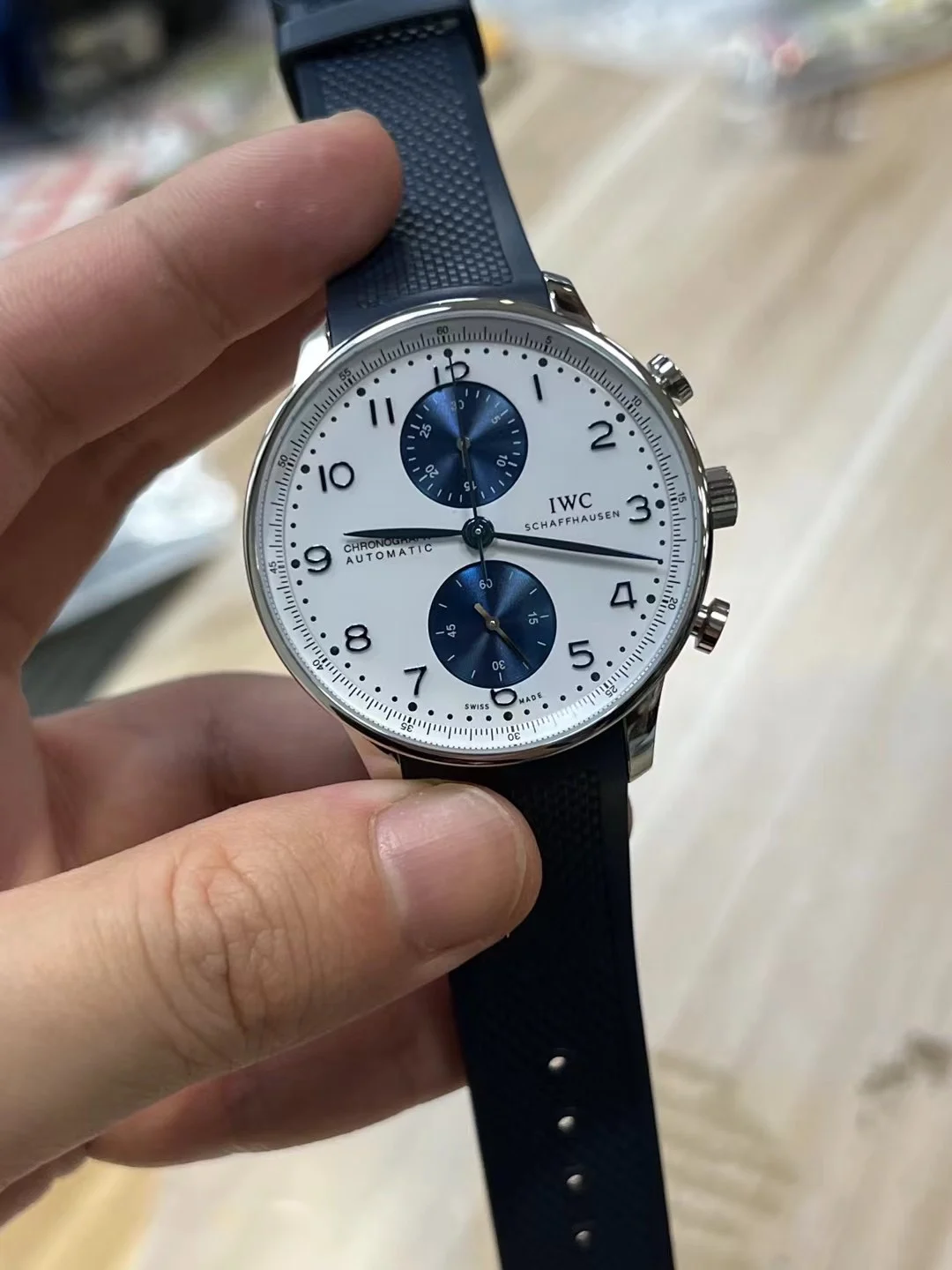 IWC Portugieser Panda — photographed off the sweep