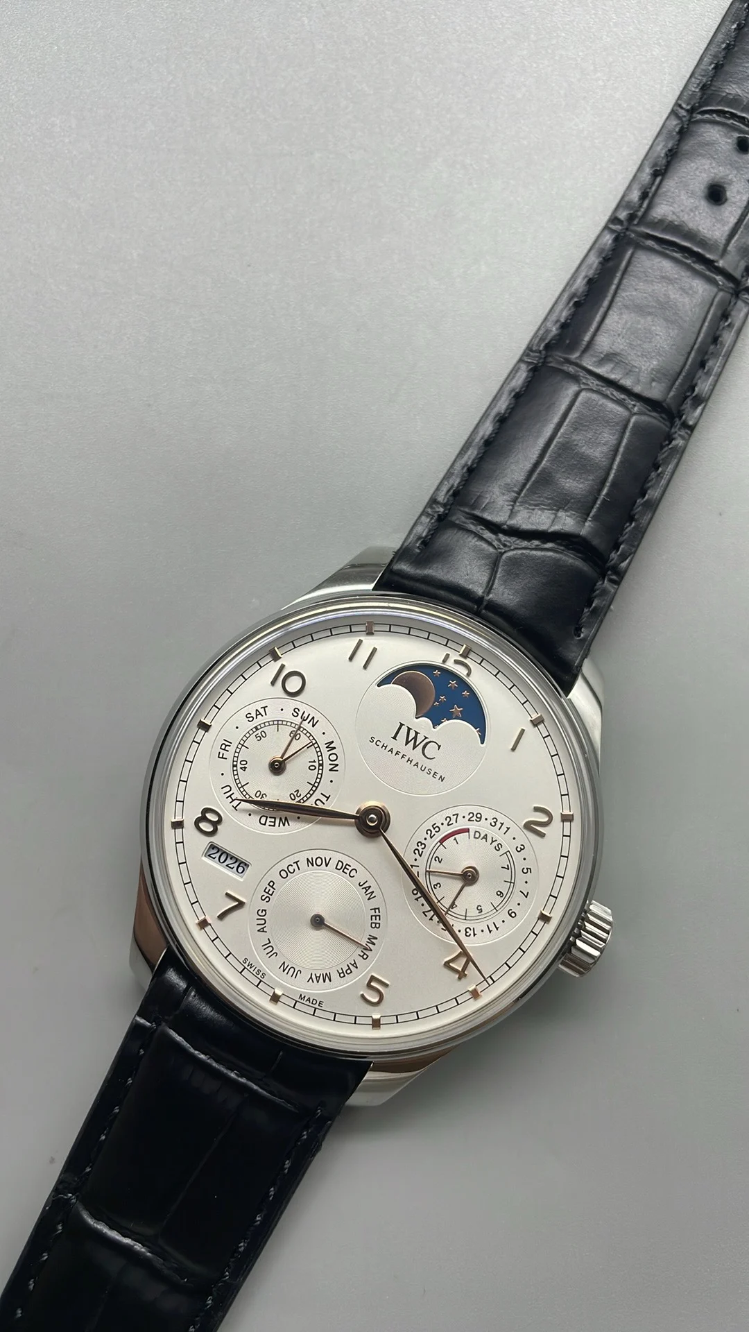IWC Portugieser Perpetual Calendar — photographed off the sweep