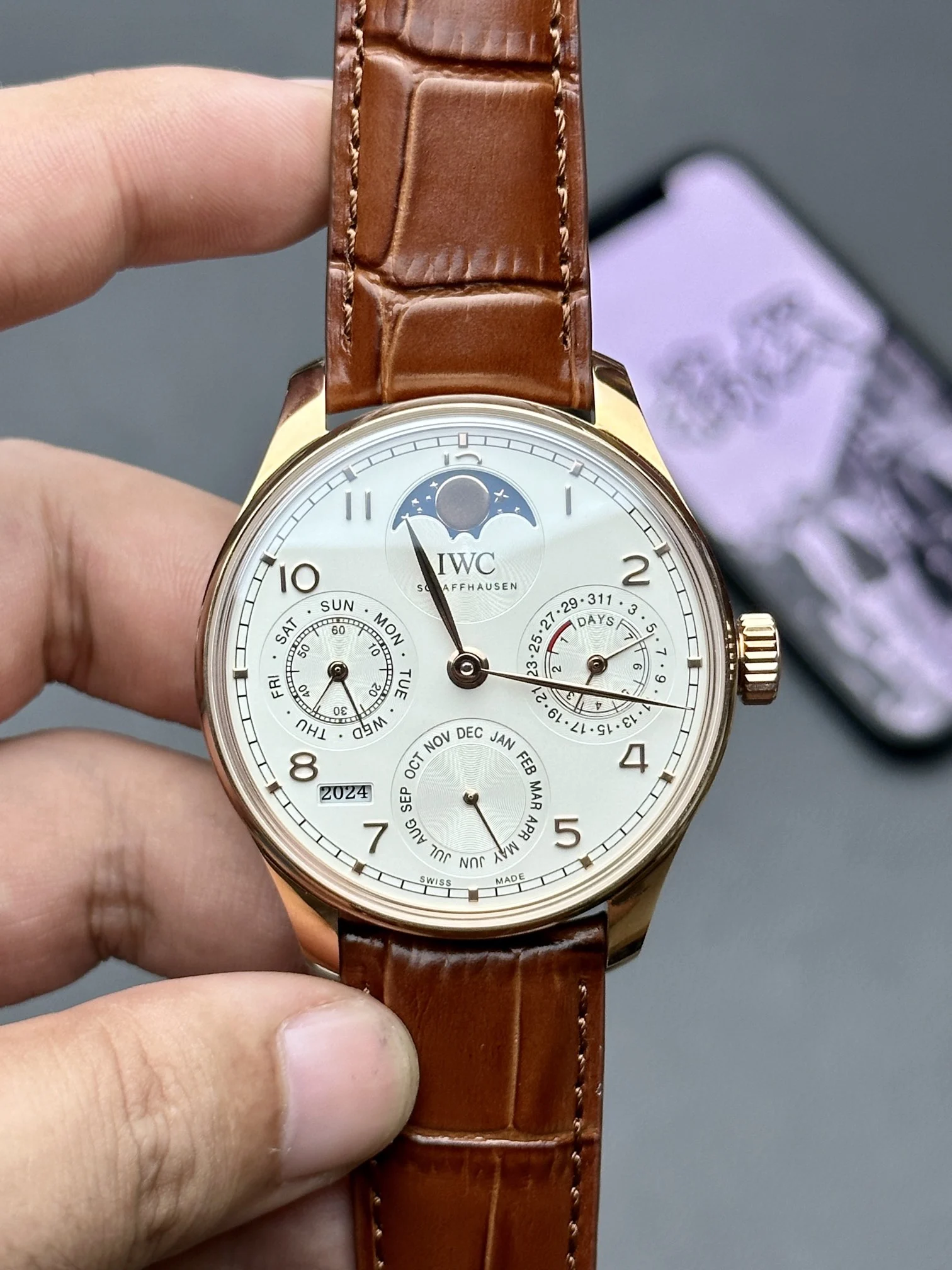 IWC Portugieser Perpetual Calendar — photographed off the sweep