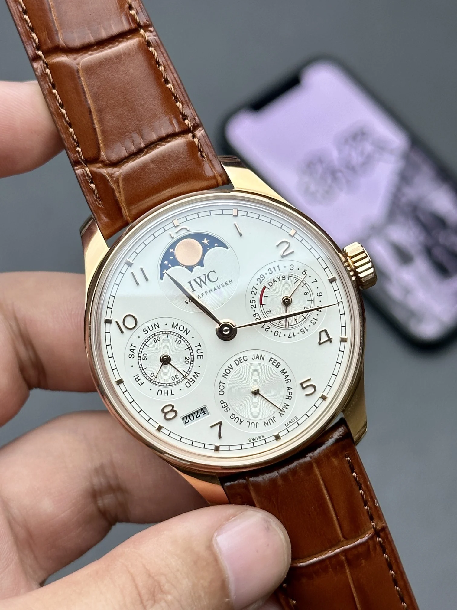 IWC Portugieser Perpetual Calendar — photographed off the sweep