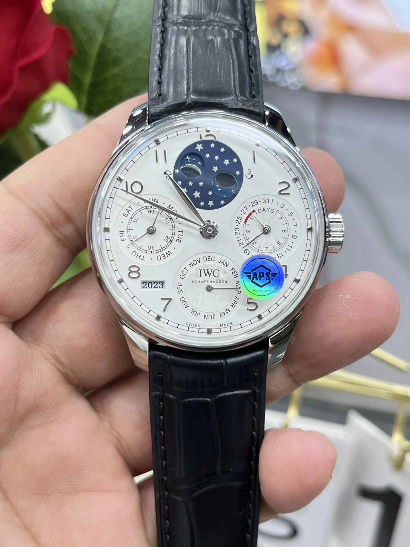 IWC Portugieser Perpetual Calendar 42.2mm — photographed off the sweep