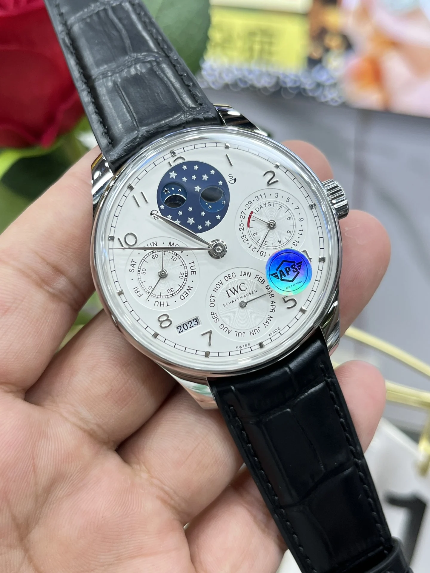 IWC Portugieser Perpetual Calendar 42.2mm — photographed off the sweep