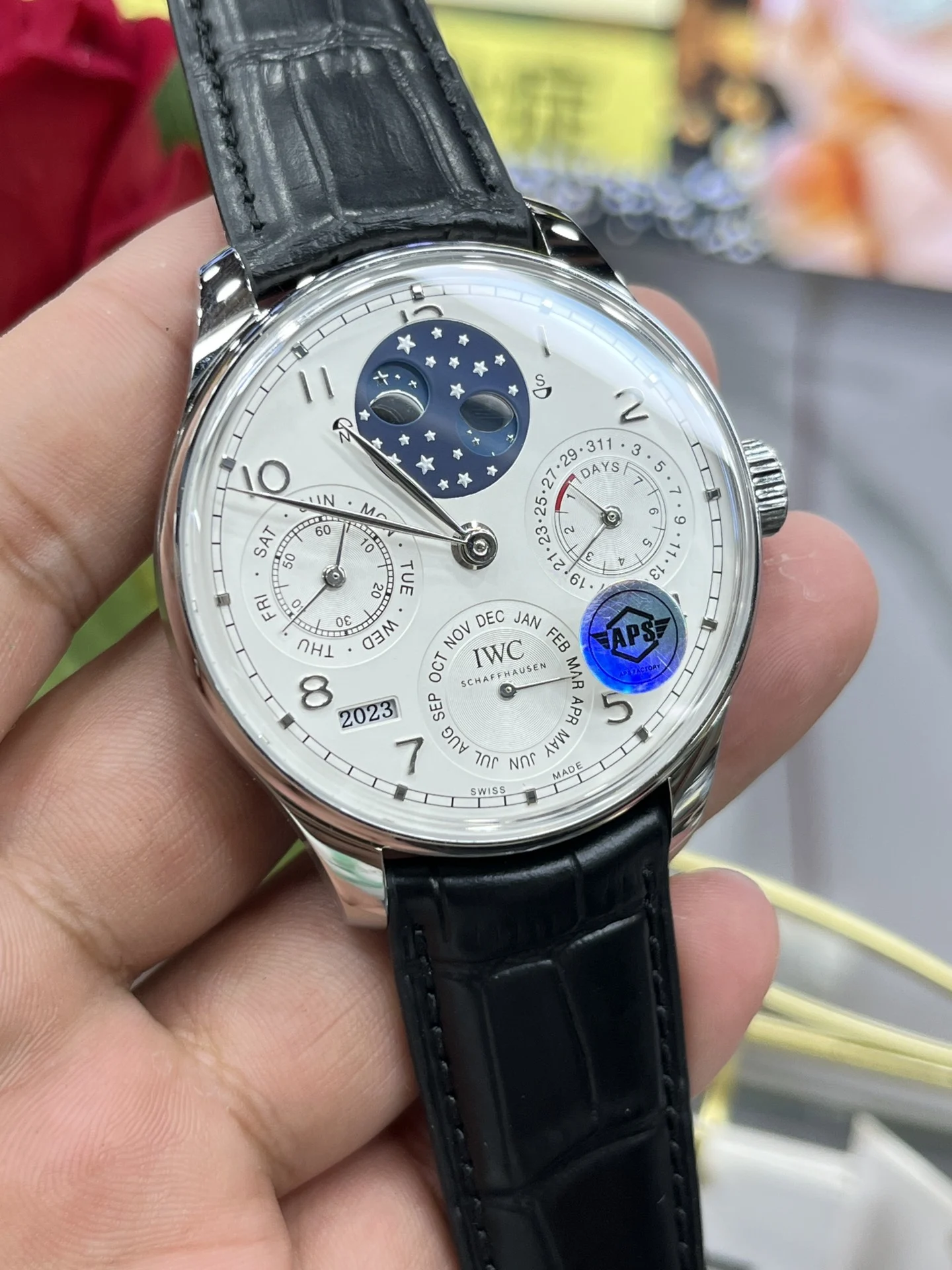 IWC Portugieser Perpetual Calendar 42.2mm — photographed off the sweep