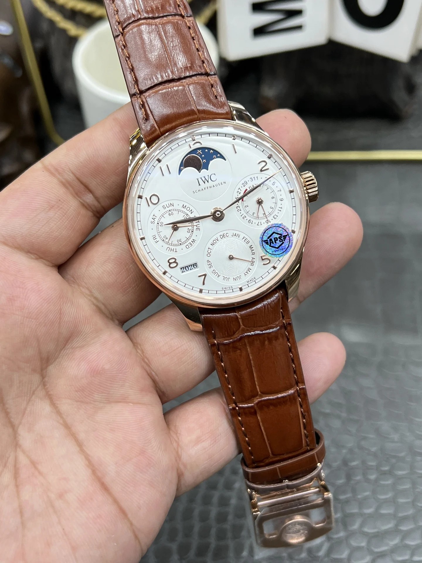 IWC Portugieser Perpetual Calendar 42.2mm — photographed off the sweep