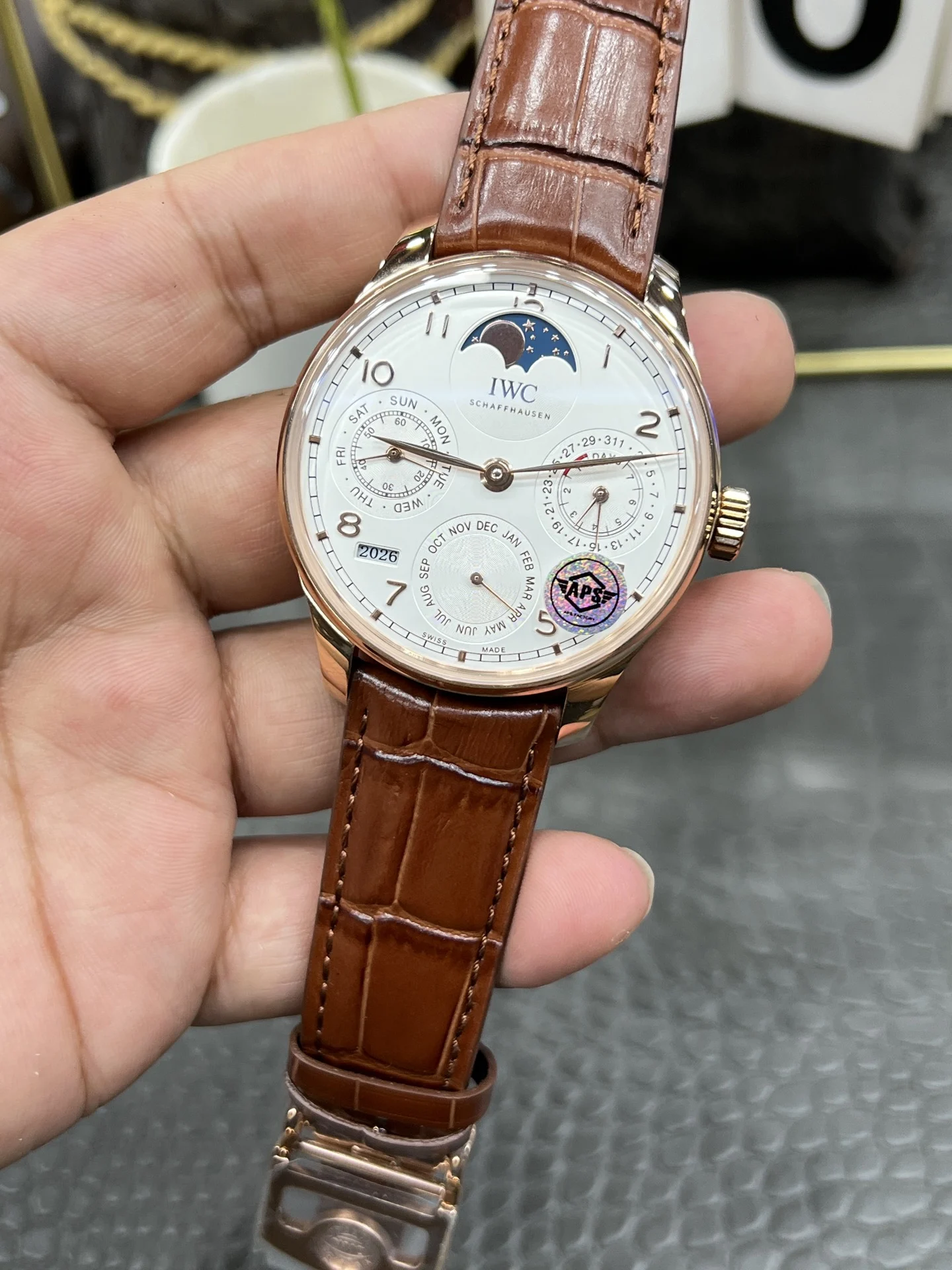 IWC Portugieser Perpetual Calendar 42.2mm — photographed off the sweep