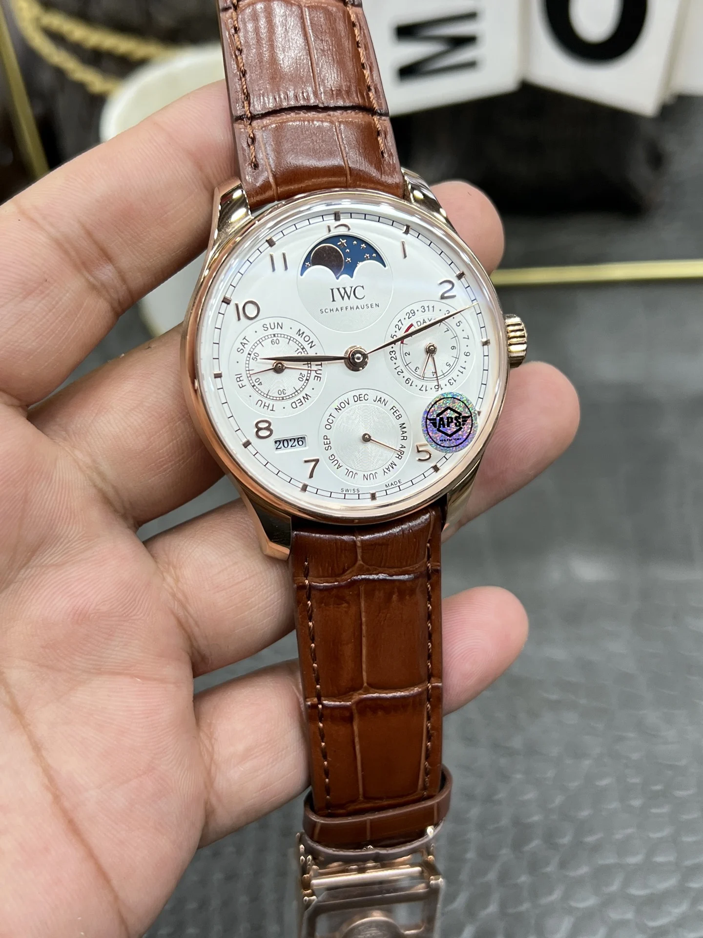 IWC Portugieser Perpetual Calendar 42.2mm — photographed off the sweep