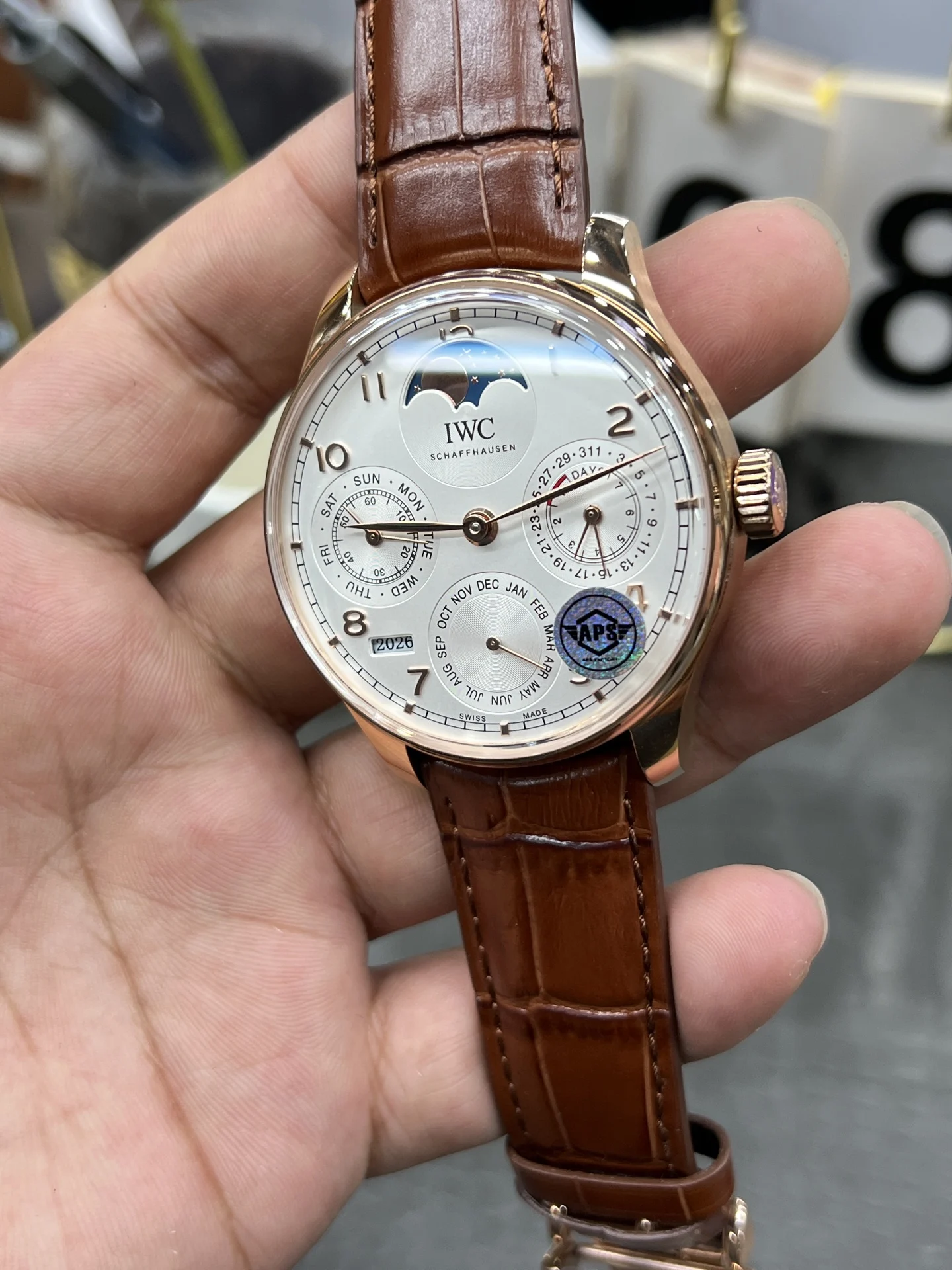 IWC Portugieser Perpetual Calendar 42.2mm — photographed off the sweep