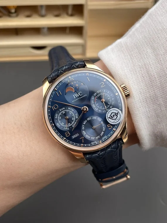 IWC Portugieser Perpetual Calendar Rose Gold Blue Dial