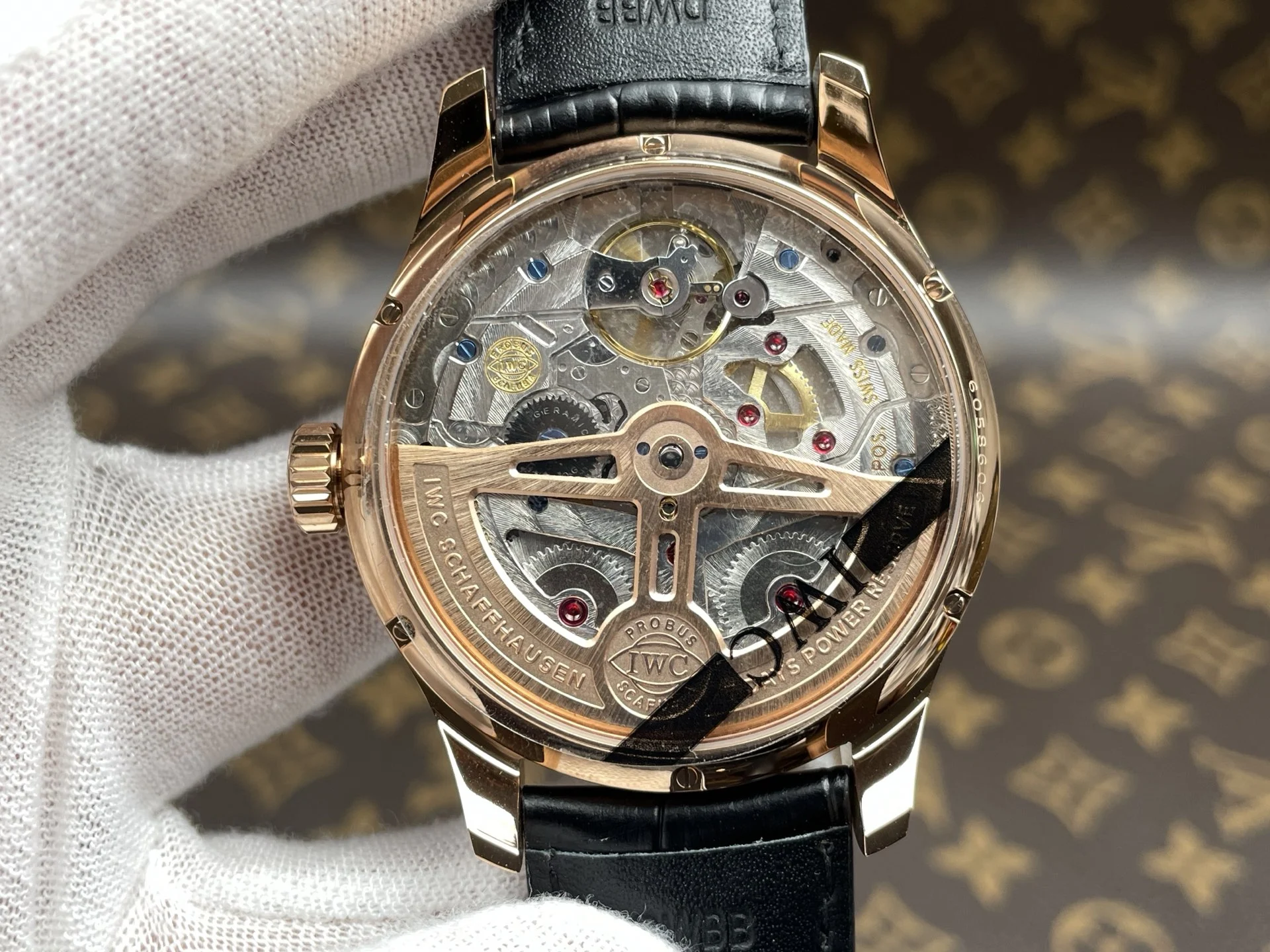 IWC Portugieser Perpetual Calendar Rose Gold Grey Dial — photographed off the sweep