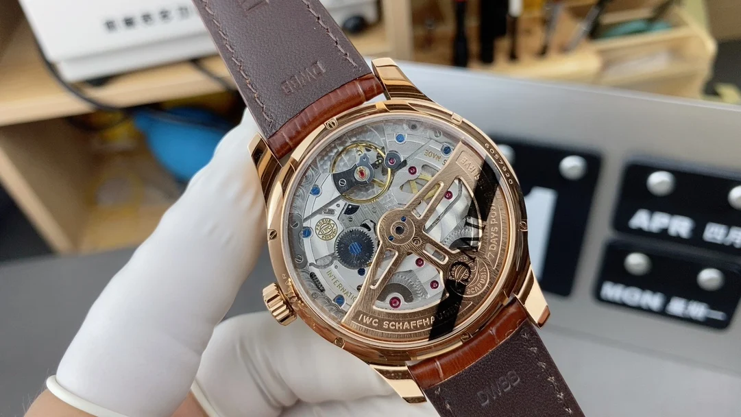 IWC Portugieser Perpetual Calendar Rose Gold — photographed off the sweep