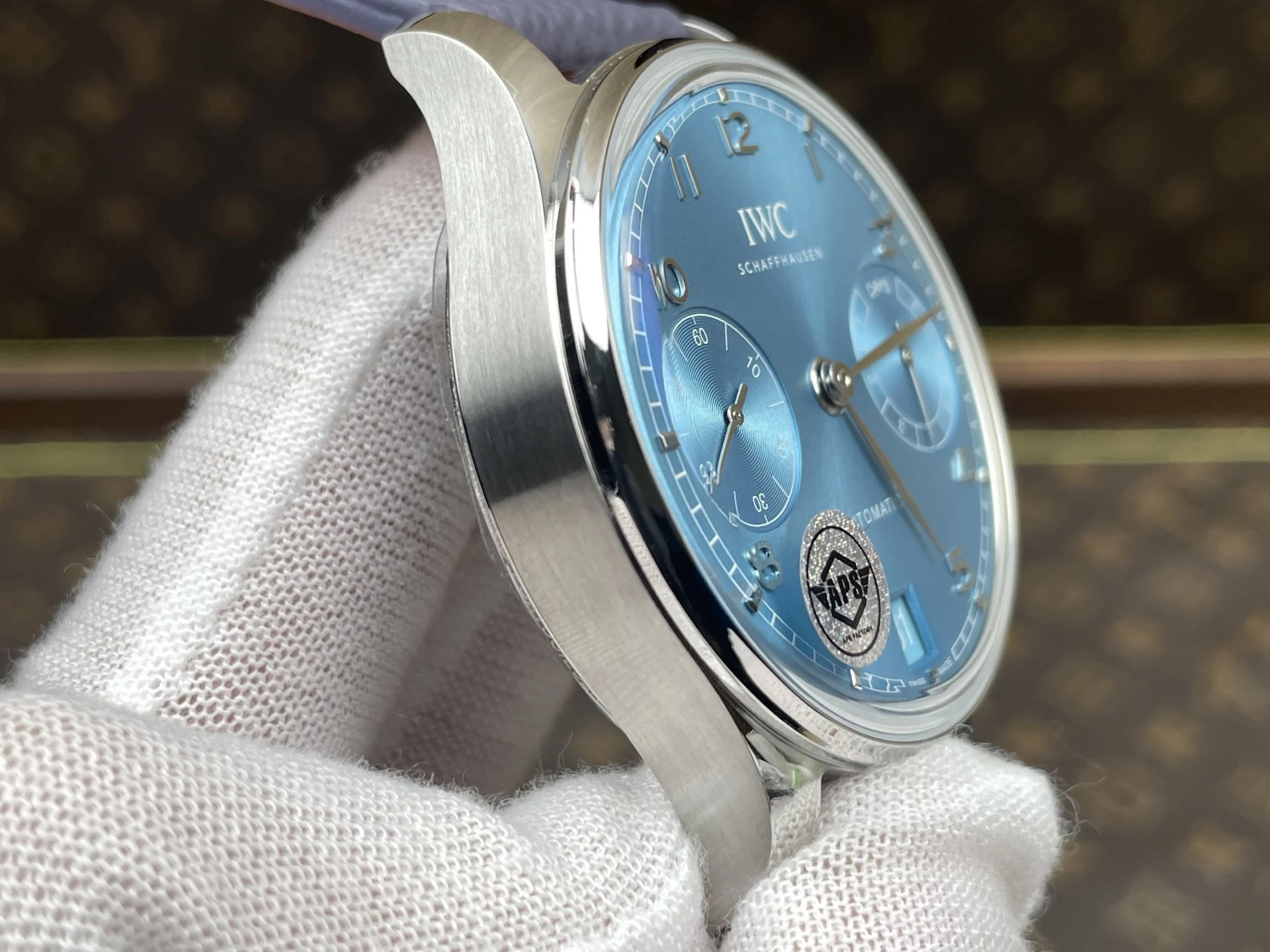 IWC Portugieser Red Dial 42.4mm — photographed off the sweep