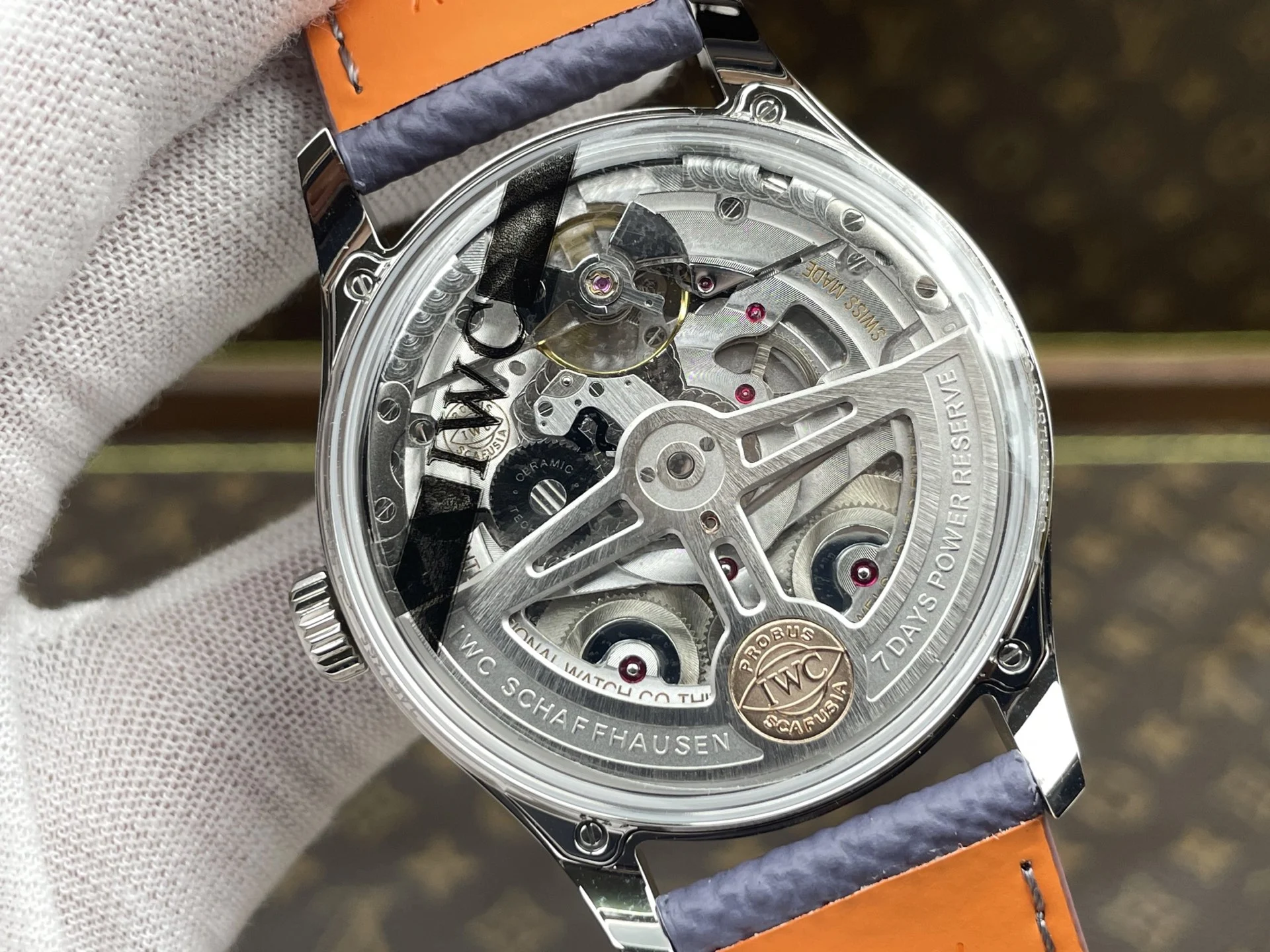 IWC Portugieser Red Dial 42.4mm — photographed off the sweep